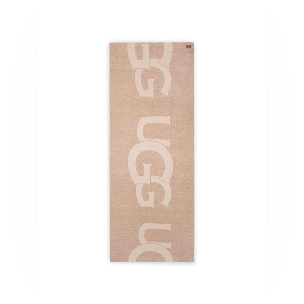 UGG Scarf W Woven Ugg Logo Scarf Beige Large Wrap - Picture 2 of 9